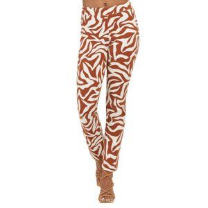NWT SPANX Polished Printed Ankle Pants Clay Zebra Stripe M Petite